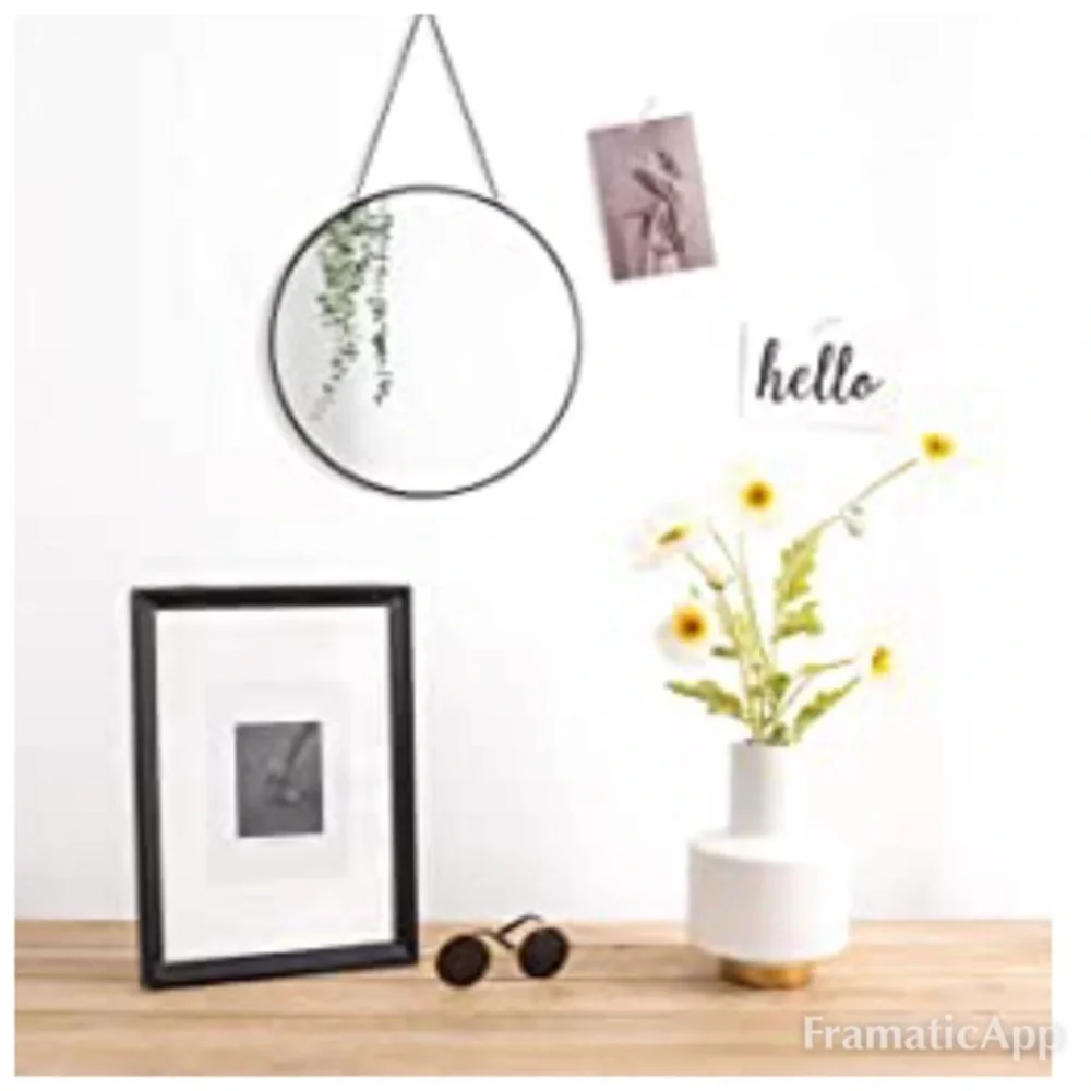Black Chain Hanging Circle Mirror